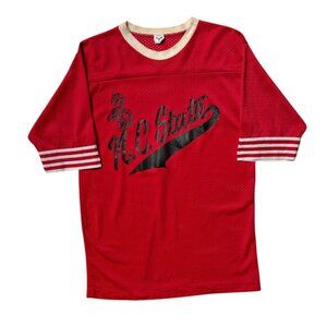 70s Vintage N.C. State Mesh T-Shirt Nylon Jersey Top North Carolina Wolfpack.